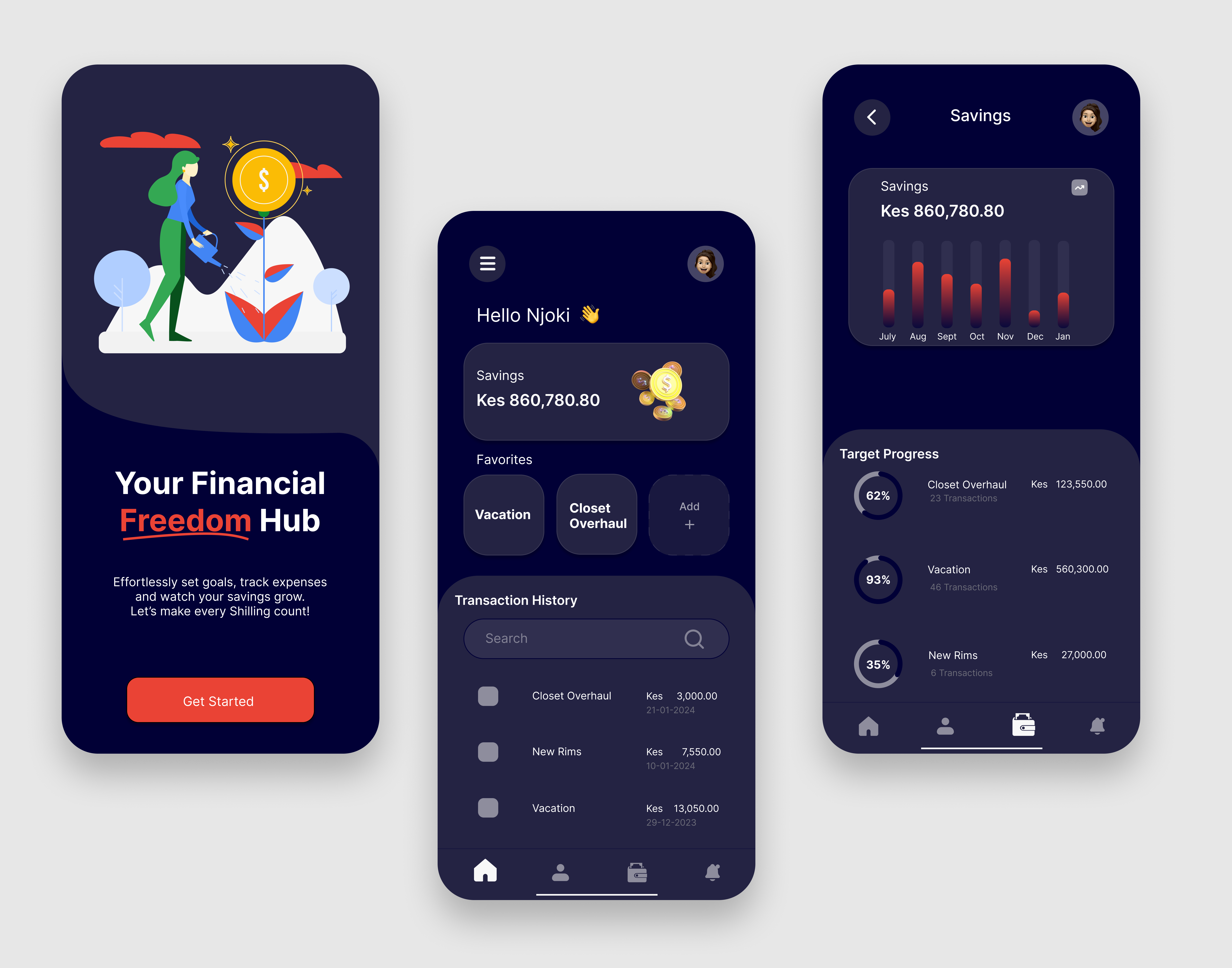 savings mobile app UI